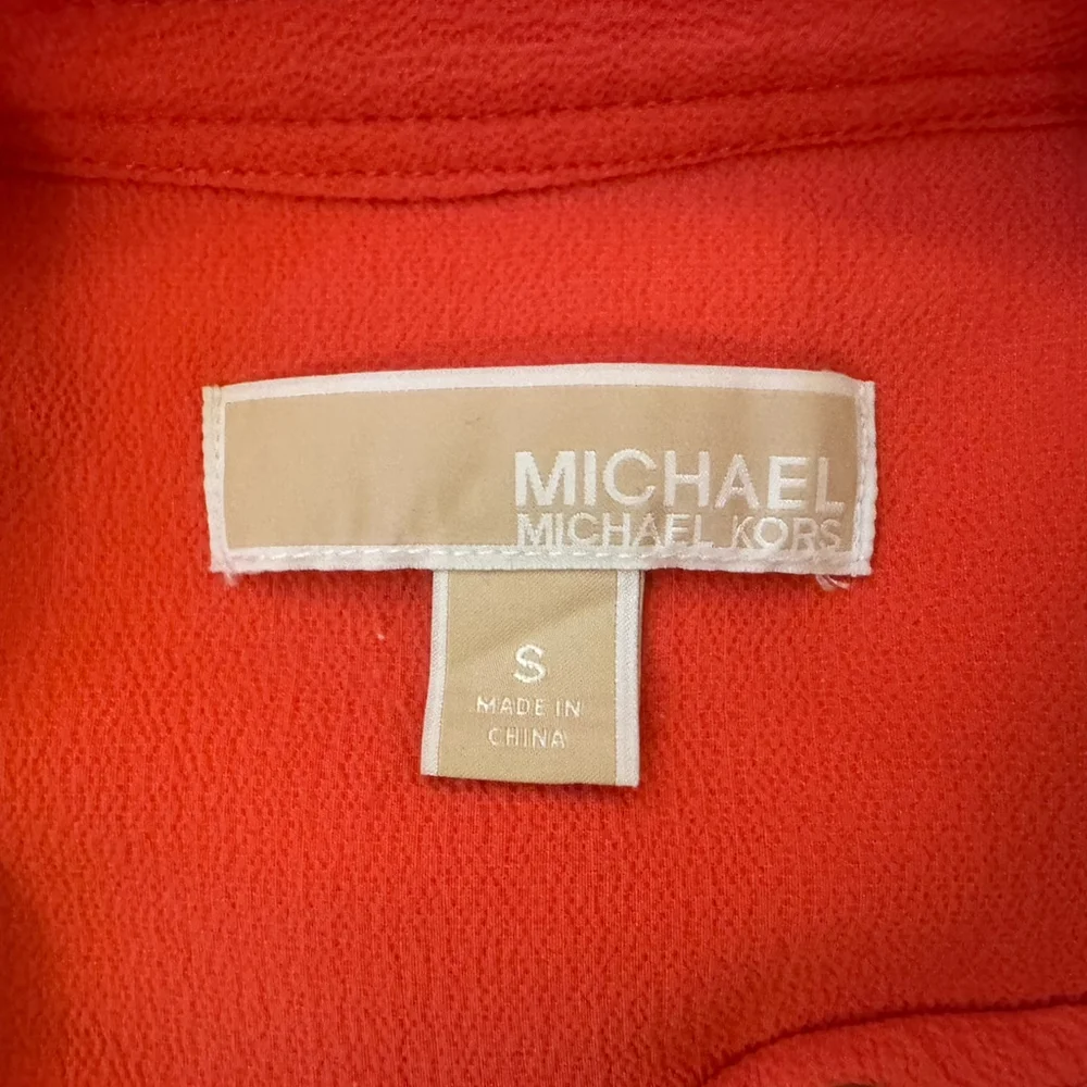 Michael Kors Women's Size:S Mini Dress Short Sleeve Gold Chain Detail Orange Red
